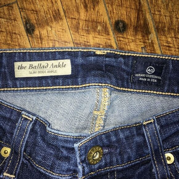 AG Adriano Goldschmied Ballad Slim Boot ankle distressed size 27 jeans - Picture 4 of 6